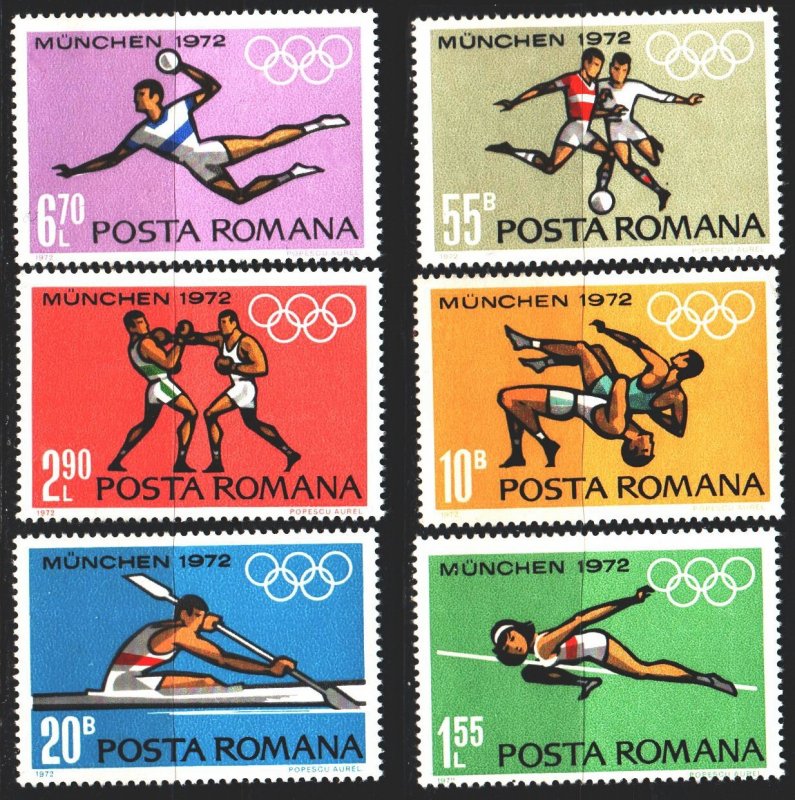 Romania. 1972. 3012-17. Munich, summer olympic games. MNH.