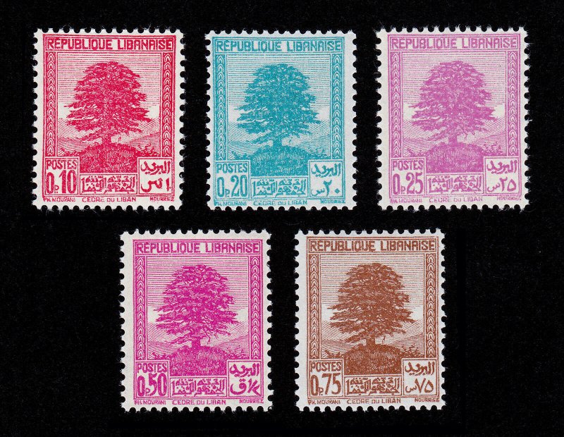 LEBANON - LIBAN SCOTT #137-138A CEDARS 1937-1940 MNH-OG 