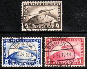 1928 - 1931 Germany Graf Zeppelin crossing ocean issue Used Sc# C35 C36 C37