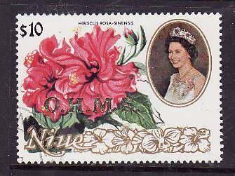 Niue-Sc#O19- id5-used Official $10.00-Flowers-1985-7-