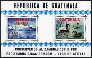 Guatemala C448a sheet, MNH. Michel Bl.10. Protection of zambullidor ducks, 1970.