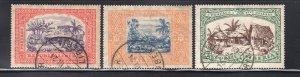 Liberia 1923 $1 to $5 High Values, Scott 225-227 CTO, value = $1.95