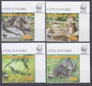 2005 Ivory Coast Cote d'Ivoire 1349-1352+Tab WWF / Fauna 12,00 €