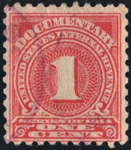 R207 1¢ Documentary Stamp (1914) Used