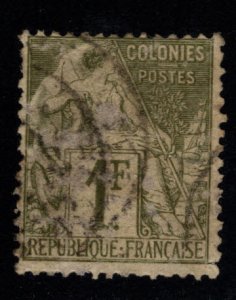 French Colonies Scott 59 Used 1 Franc top value of of 1881-86  set Scuffed