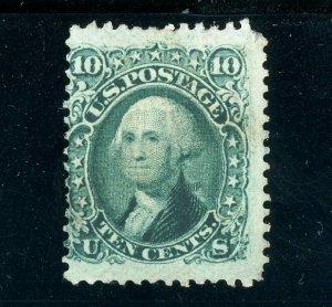 USAstamps Unused F US Serie of 1867 Washington Scott 89 NG With Full E Grill