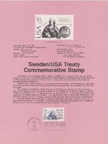 US SP608 Sweden/USA Treaty Souvenir Page #2036