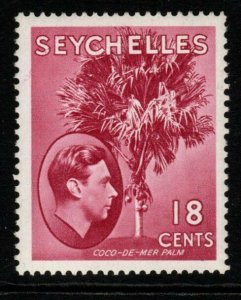 SEYCHELLES SG139cb 1949 18c ROSE-CARMINE MTD MINT