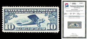 Scott C10 1927 10c Lindbergh Airmail Mint Graded XF-Sup 95 Jumbo NH w/ PSE CERT