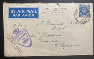 1940s British Army Egypt Censored AOS Cover To RAF In Southern Rhodesia