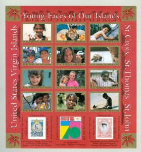 US Virgin Islands.Christmas Sheet 1992 Mnh.Young Faces, Our Islands.Imperforated 