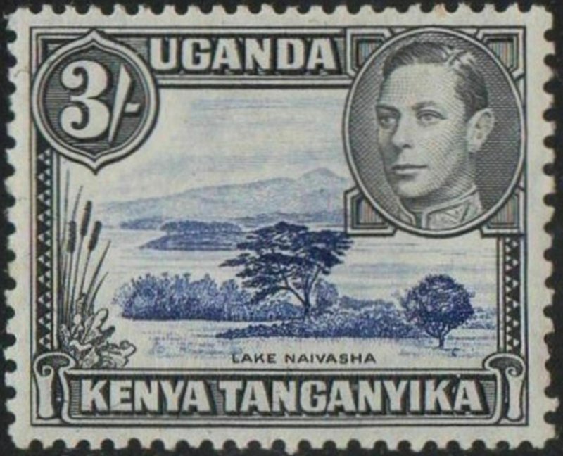 KUT 1938 3/- Lake Naivasha (perf 13 x 11¾) MH