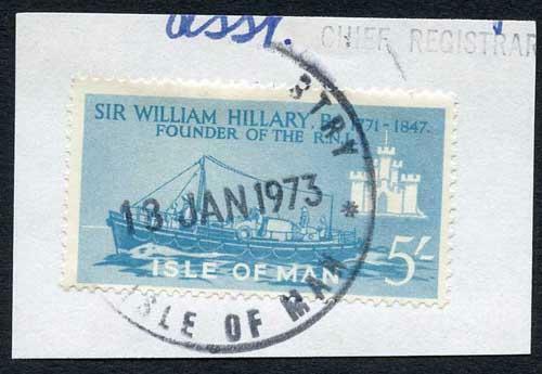 Isle of Man 5/- Blue QEII Pictorial Revenue CDS On Piece