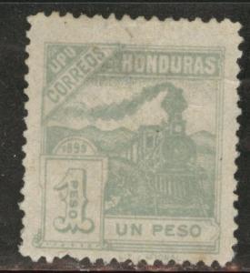 Honduras  Scott 110 MH* 1Peso 1898 Railroad train UPU stamp