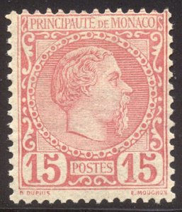 MONACO #5 Mint - 1885 15c Rose