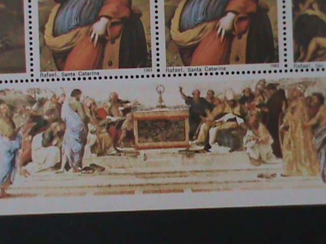 ​ST,THOMAS -1983-EASTER- FAMOUS ARTS PAINTING BY RAPHAEL- MNH LARGE SHEET VF
