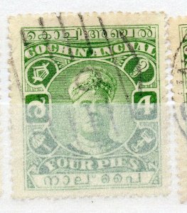 India Cochin 1916-30 Early Issue Fine Used 4p. NW-15725