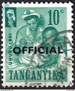 TANGANYIKA 1961 QEII 10c Deep Bluish Green Ófficial' SGO2 FU