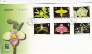 Jersey 2004 Orchids,  set of 6 on FDC