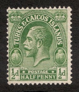 1922-26 Turks & Caicos Islands Sc# 45 - Halfpenny, KGV. MH stamp Cv$5.50