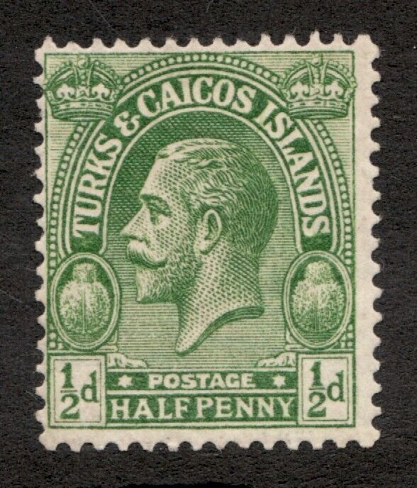 1922-26 Turks & Caicos Islands Sc# 45 - Halfpenny, KGV. MH stamp Cv$5.50