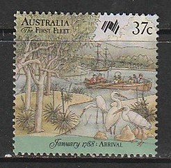 1988 Australia - Sc 1030d - used VF - single - 1st Fleet - White cranes