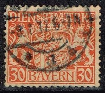 Bavaria 1916, Sc.#O16 used, Michel#22x + ya. cv.€12,80