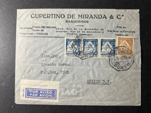 1938 Portugal Airmail Cover Lisbon to Mexico DF City via Paris New York