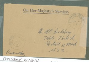 Pitcairn Islands  1957 Official cover