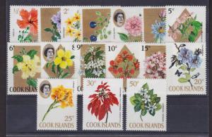 Cook Islands Sc 199/214 MLH. 1967-69 QEII & Flowers