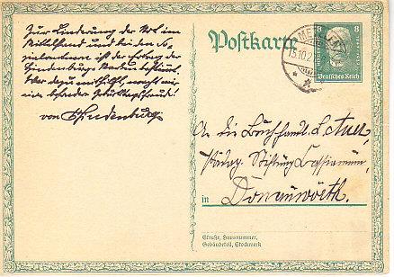 Germany - Postal Card Mi. P207 Used - Semi - Hindenburg 1927