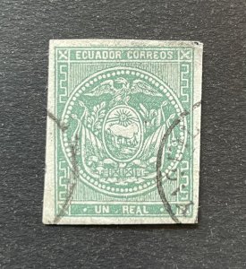 Palouse Stamps:  Ecuador Scott #5 XF Used,  Minor Fault