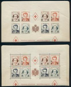 MONACO #288-91, Perf & Imperf, pairs of 4-blocks, og, NH, VF, Scott $204.00