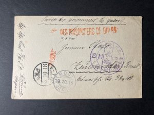 1916 Japan Prisoner of War POW Postcard Cover Moji to Zenlerovda Russia