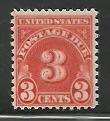 #J82 3c Postage Due Single Mint Never Hinged 