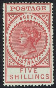 SOUTH AUSTRALIA 1906 QV THICK POSTAGE 5/- WMK CROWN/A 