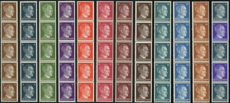 GERMANY Deutsches Reich Adolf HITLER Postage Strips Stamp Collection  Mint NH LH