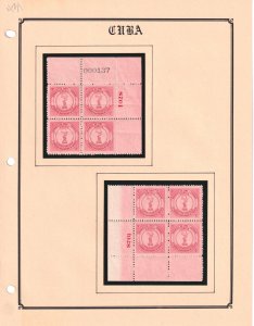 CUBA 431 OG NH CROSS GUTTER BLOCK + TWO PLATE BLOCKS + CROSS GUTTER FIRST DAY