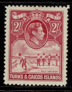 TURKS & CAICOS ISLANDS GVI SG203, 2s deep rose-carmine, M MINT. Cat £48.