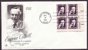 1294 Eugene O'Neill plate block Artcraft FDC