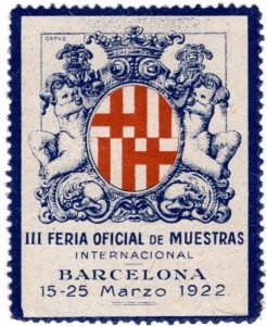 1922 Spain Poster Stamp Official Barcelona International Trade Fair Unused