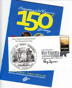 Signed CL Cachets 1st Day #4790 + Official West Virginia 150th Program 2013