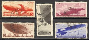 Russia Scott C53-C57 UH (CTO) - 1934 Russian Airships Set - SCV $78.65