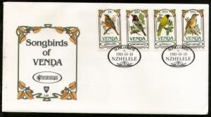 Venda 1985 Song Birds Robin Barbet Wildlife Animal Fauna Sc 116-119 FDC # 16256