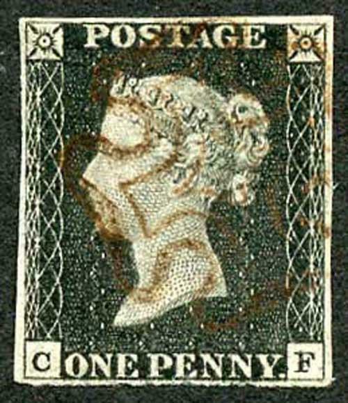 Penny Black (CF) Plate 2 Fine 4 margins