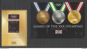 K1234 Imperf 2012 Tuvalu Olympic Games London 2012 1Kb+1Bl Mnh