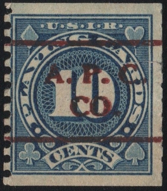 SC#RF20 10¢ Playing Card Stamp: Precancelled A.P.C. Co. (1926) Used