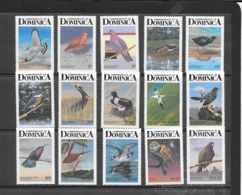 BIRDS - DOMINICA #989-1003 MH