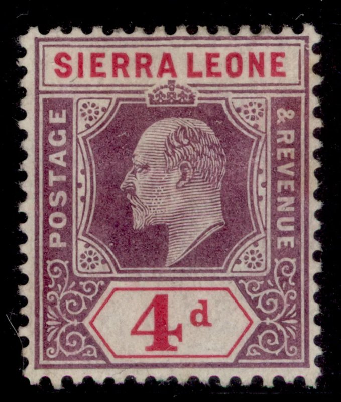 SIERRA LEONE EDVII SG92a, 4d dull purple & rosine, M MINT. DAMAGED FRAME + CROWN