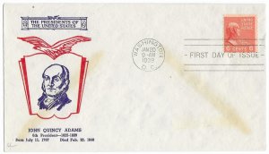 1939 Prexie Coil FDC, #846, 6c John Quincy Adams, Fidelity P-20